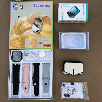 T20 Ultra 4 in 1 Smartwatch + M28 Gaming Earbuds - Free Cash on Delivery