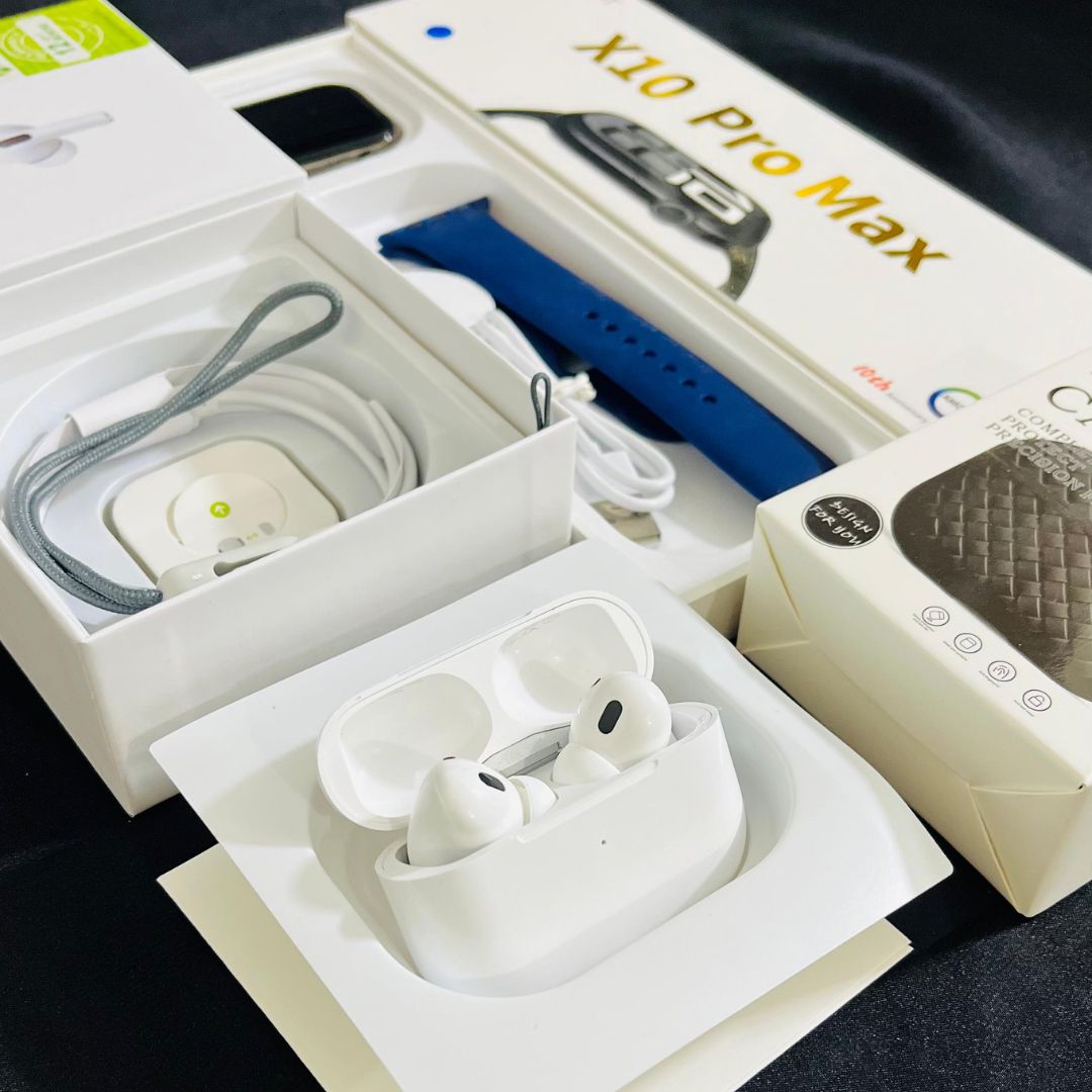 Smartwatch + AirPods Pro 2 + Silicone Pouch - Combo Deal - Free Cash On Delivery