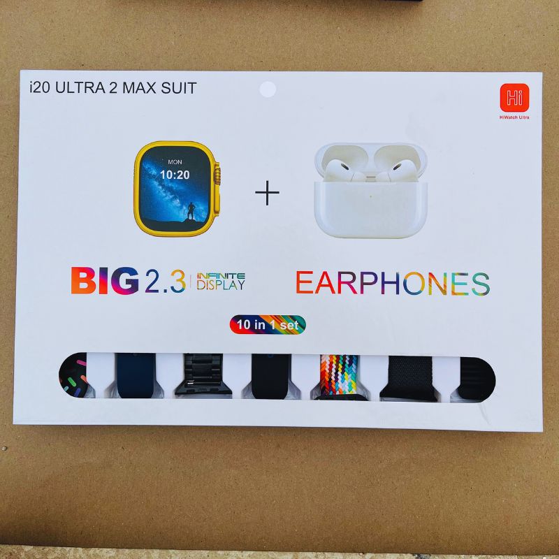 i20 Ultra2 Max 10-in-1 Smartwatch + Earbuds | Free Cash on Delivery
