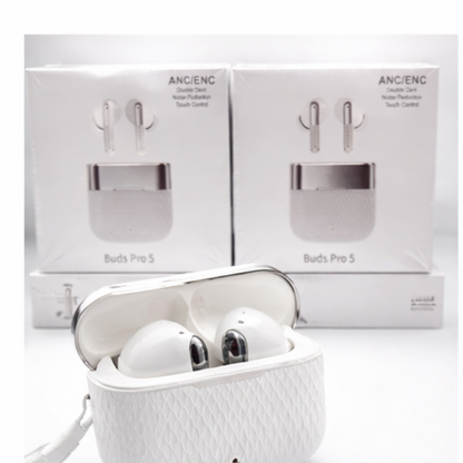 Buds Pro 5 Wireless Bluetooth Earbuds ANC ENC Noise Cancelling | Type-C Charging | Powerful Bass Sound | Touch Control | High Backup Battery | With Rope Strap |